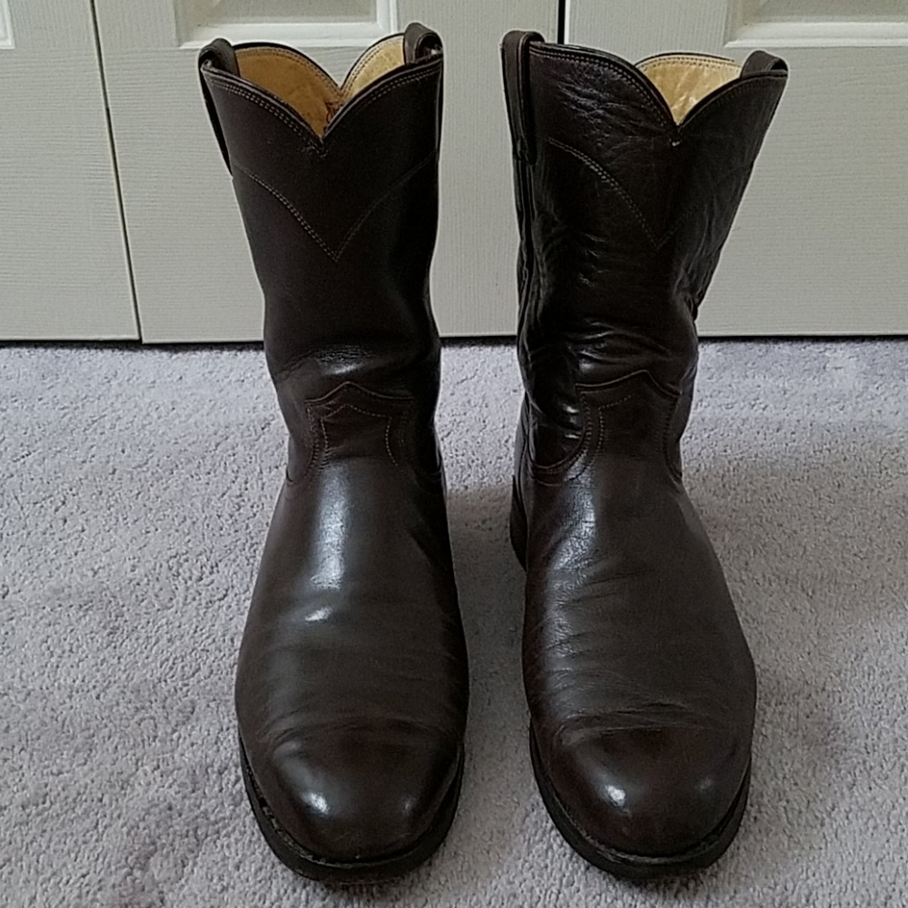 JUSTIN LEATHER WESTERN CHOCOLSTE BROWN ROPER